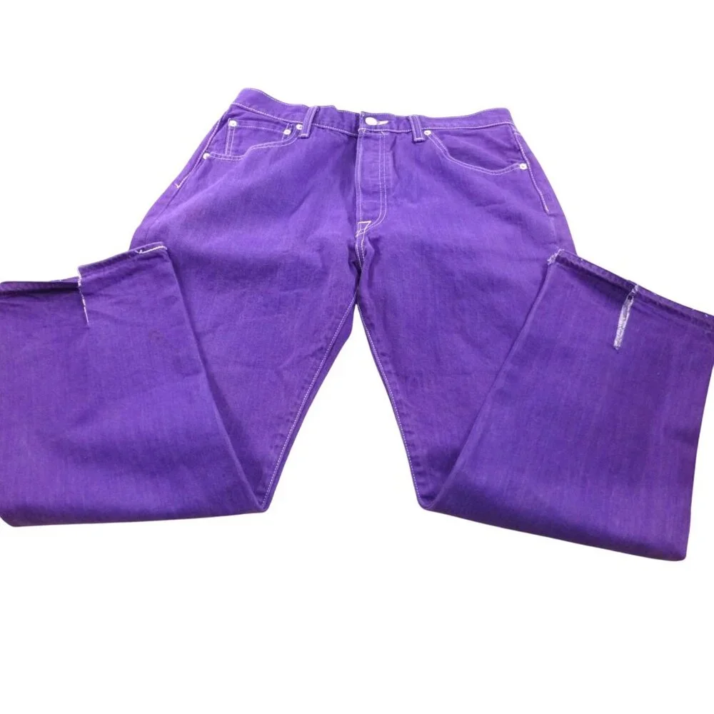 Levis 501 Purple Button Fly Straight-Leg Jeans W36 L30 Vintage Denim Pants *LEGS - Picture 1 of 12
